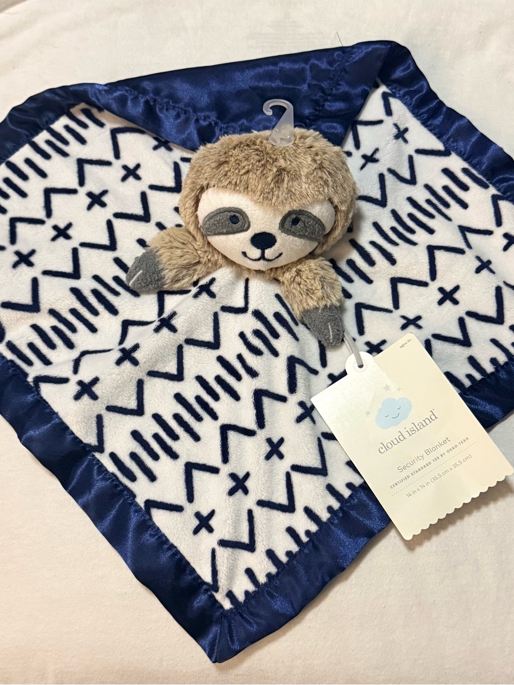 Cloud Island Sloth Security Blanket Lovey, Blue/White/Beige/Gray